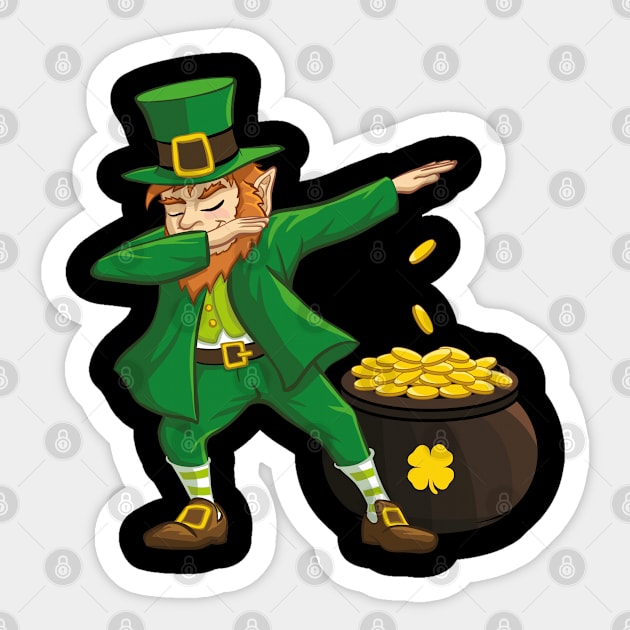 Dabbing Leprechaun St. Patricks Day Clover Shamrock Sticker by trendingoriginals